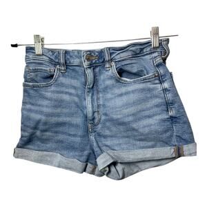 American Eagle Mom Short Jean Jorts Size 6 Womens Blue Denim Stretch High Rise